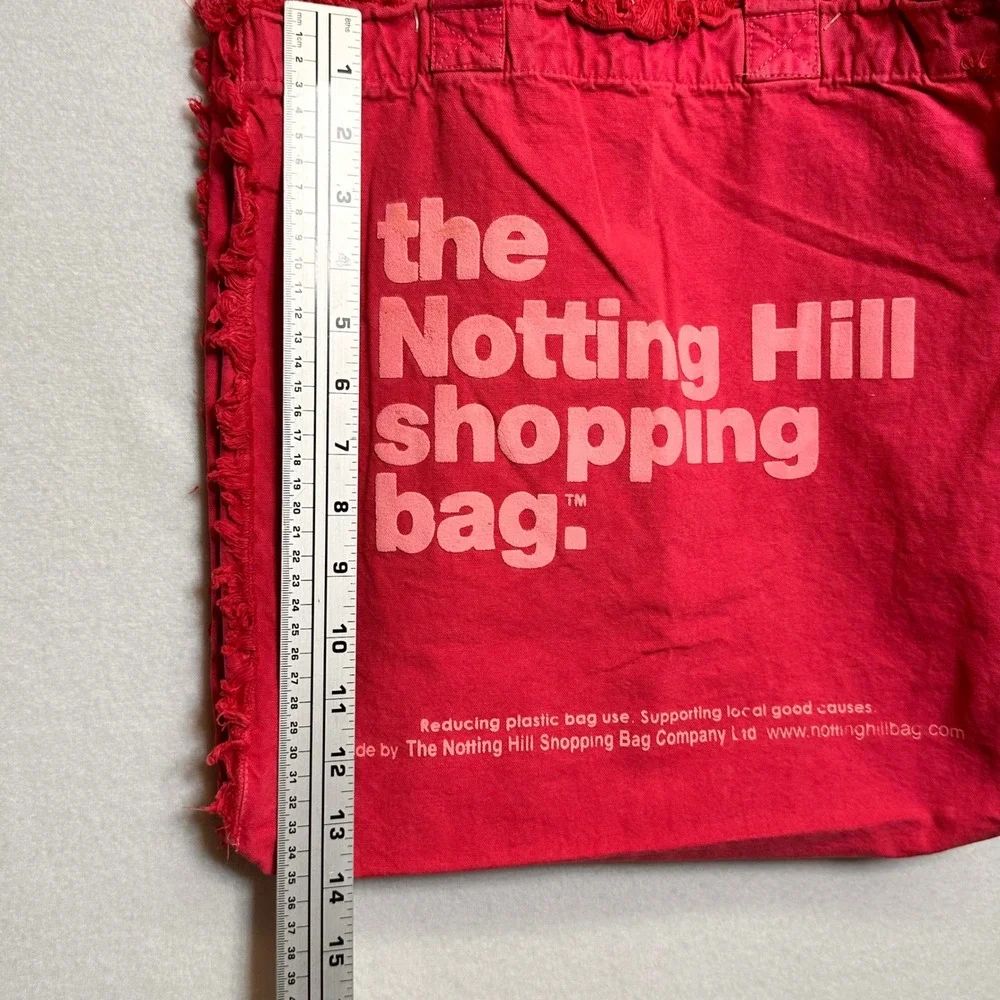 The Notting Hill Shopping Bag Tote Unisex OS Pink Frayed Edge Canvas Puff Print